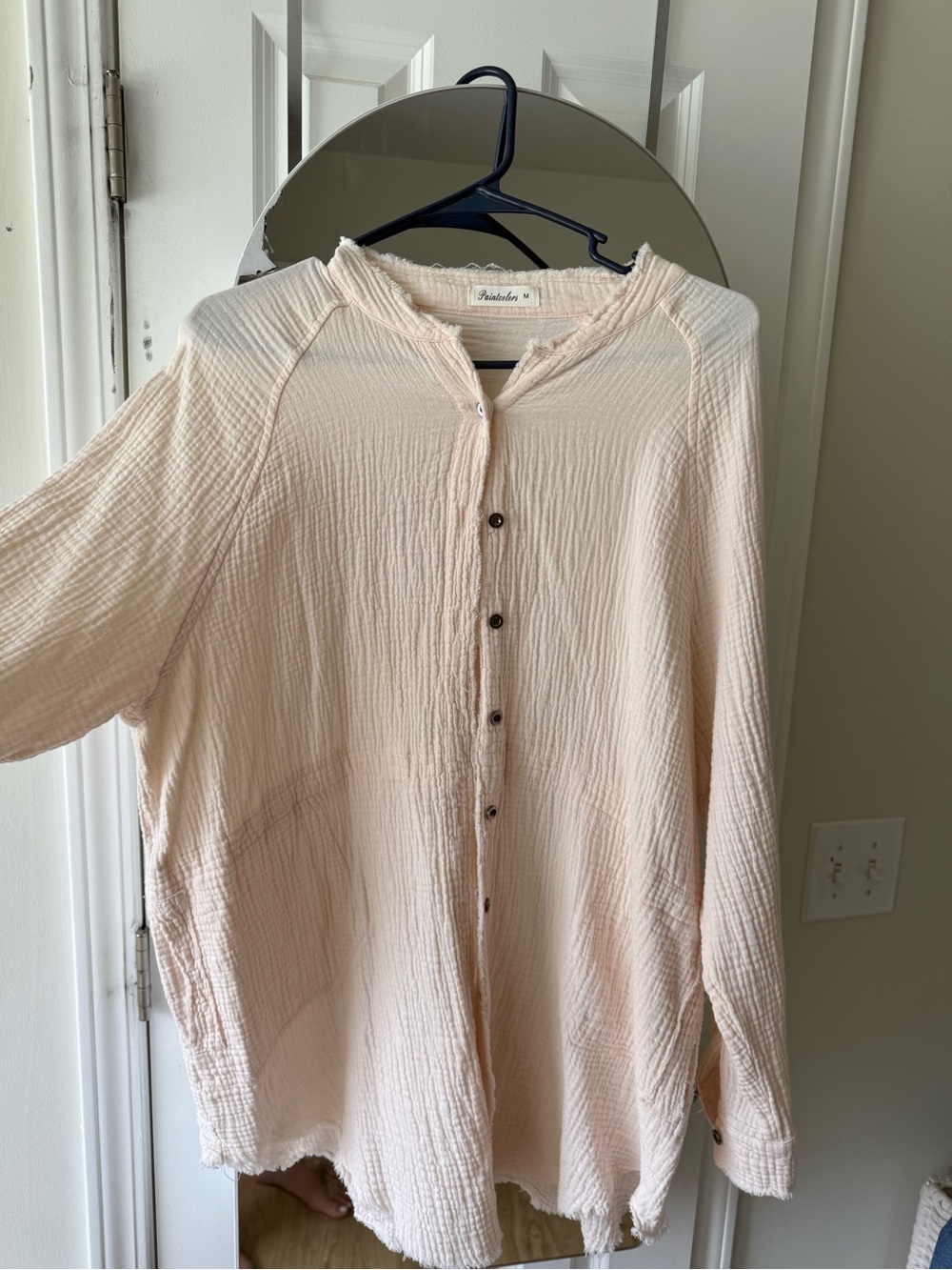 Washed Gauze Button-Down Shirt - Light Peach